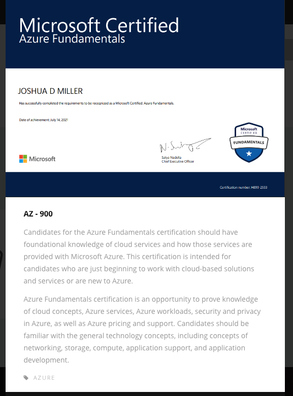Certifications Details